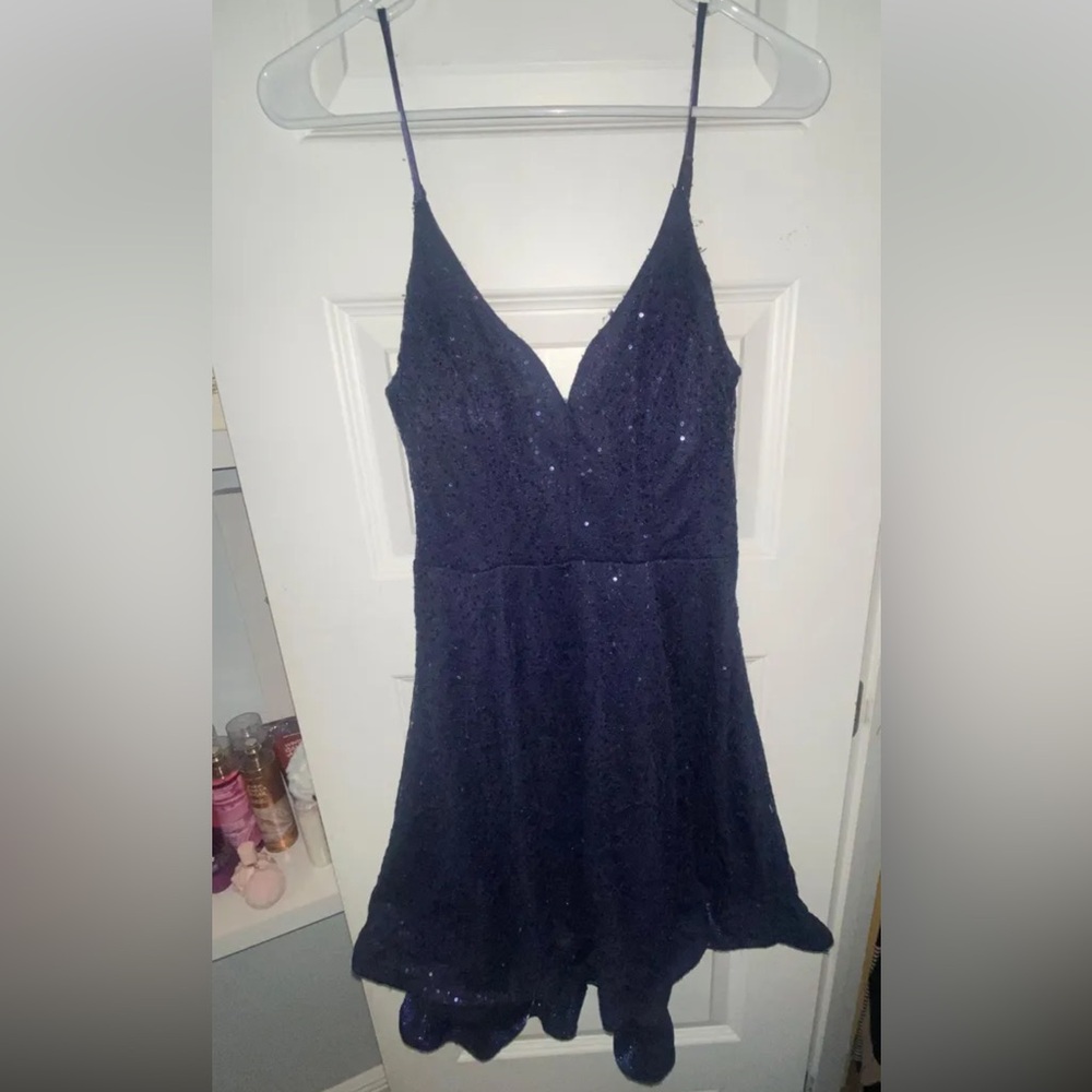 B. Smart Midnight Blue Sequin Mini Dress